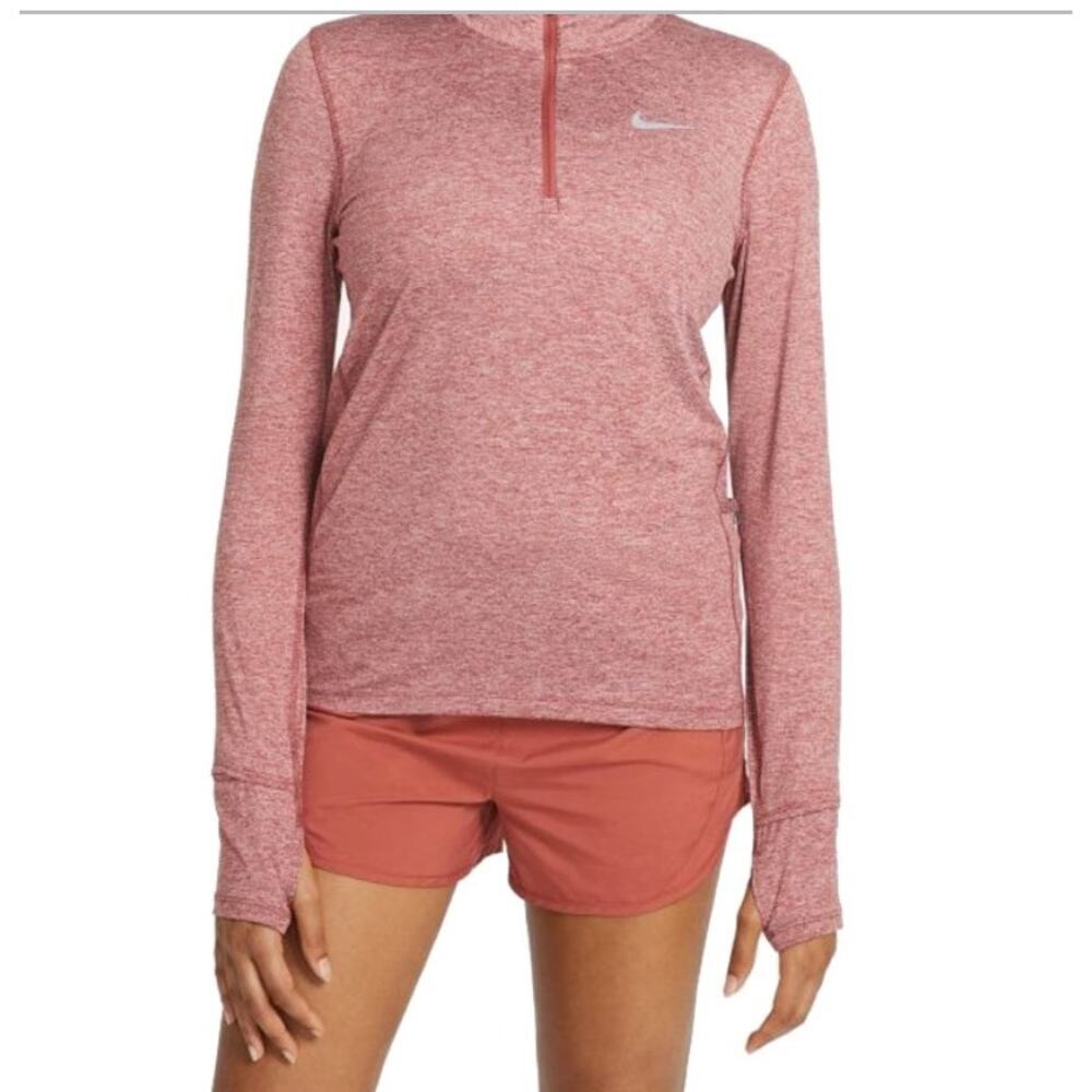 Nike Element Women's 1/2 Zip Running Top Pink/Rust Long Sleeve Size Large